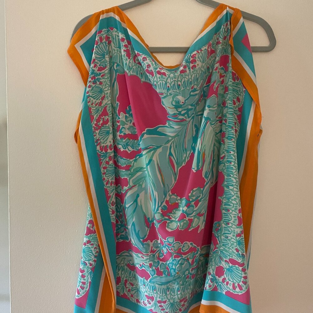 Lily Pulitzer Silk Scarf Top Caftan Medium/Large